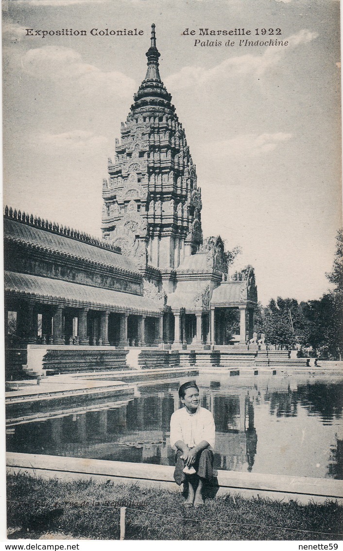 MARSEILLE Exposition Coloniale 1922 -- Palais De L' Indochine Animé - Colonial Exhibitions 1906 - 1922