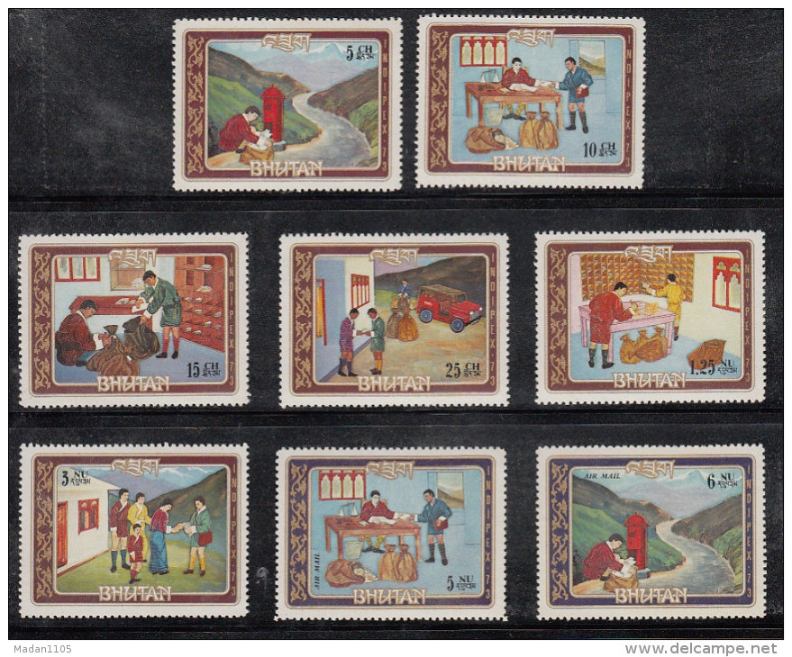 BHUTAN,1973, Indipex Philatelic Exhibition, 8v Complete Set Perforated., Philatelic Exhibition,MNH(**) - Esposizioni Filateliche