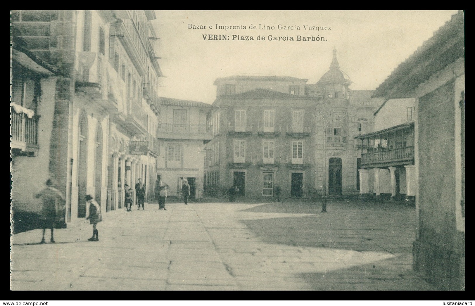 VERIN -  Plaza De Garcia Balbon - Bazar E Imprenta De Lino Vazquez( Ed.Fotoitipya De Hauser Y Manet) Carte Postale - Orense