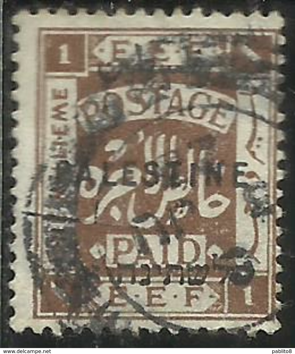 PALESTINE PALESTINA 1922 OVERPRINTED OF 1918 SOPRASTAMPATO 1m USATO USED OBLITERE' - Palestine