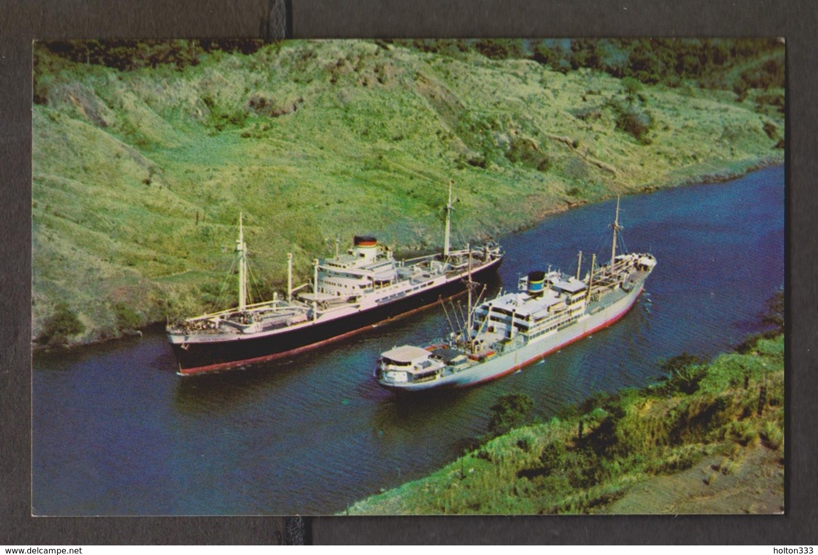 Panama Canal - 2 Ships Passing In The Culebra Cut - Unused 1960s - Panama