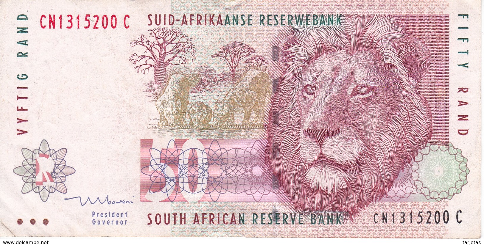 BILLETE DE SURAFRICA DE 50 RAND DEL AÑO 1999    (BANKNOTE)  LEON-LION - Suráfrica
