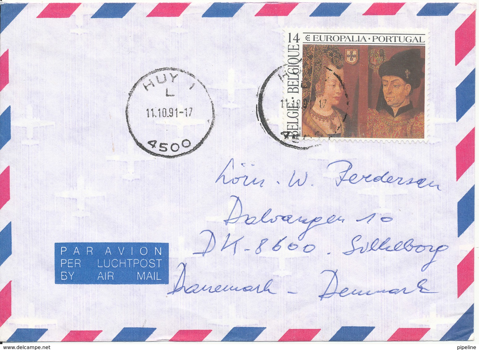 Belgium Air Mail Cover Sent To Denmark 11-10-1991 Single Franked - Other & Unclassified