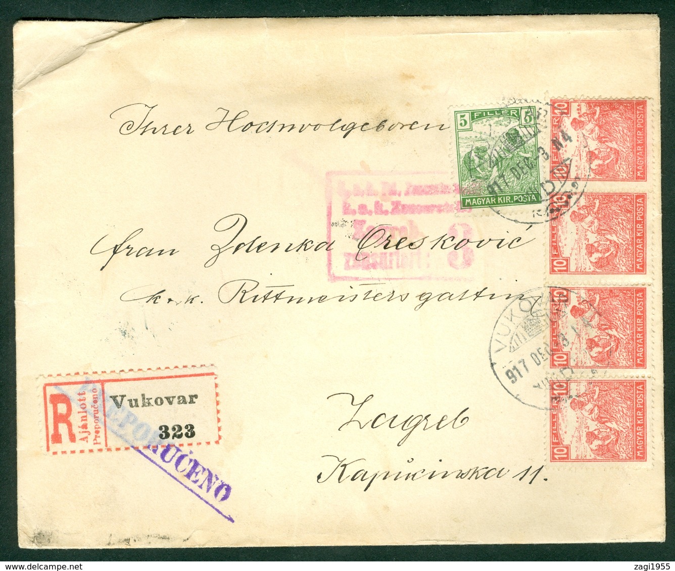 Austria Empire 1917 R Letter From Vukovar To Zagreb - Covers & Documents
