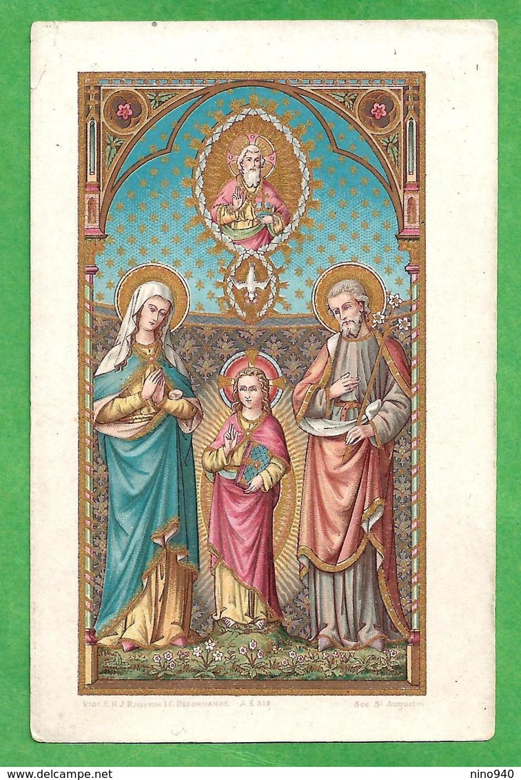 LA SACRA FAMIGLIA  - CROMOLITOGRAFIA D'EPOCA - RB - Mm. 73 X 113 - ED. ST. AUGUSTIN - Religione & Esoterismo