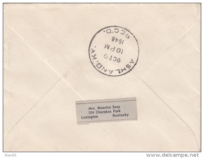 Sc#951 &amp; Sc#E17 Special Delivery 1948 Cover, Lexington KY To Ashland KY, USS Constituition 3-cent &amp; 13-cent Moto - Special Delivery, Registration & Certified