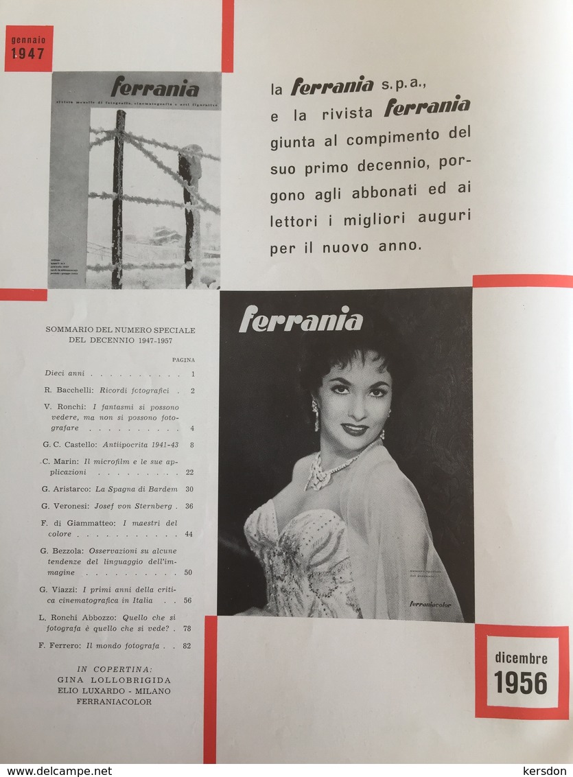 Revue Ferrania Numéro Spécial = 1947 1957 Del Deccennio Ferracolor N° 12 Décembre 1956 - Autres & Non Classés