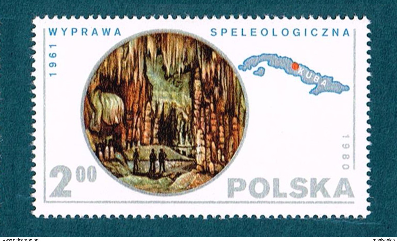 POLAND 1980 Scientific Expeditions. Maps Caverns Speleology Cuba Cave MNH - Neufs