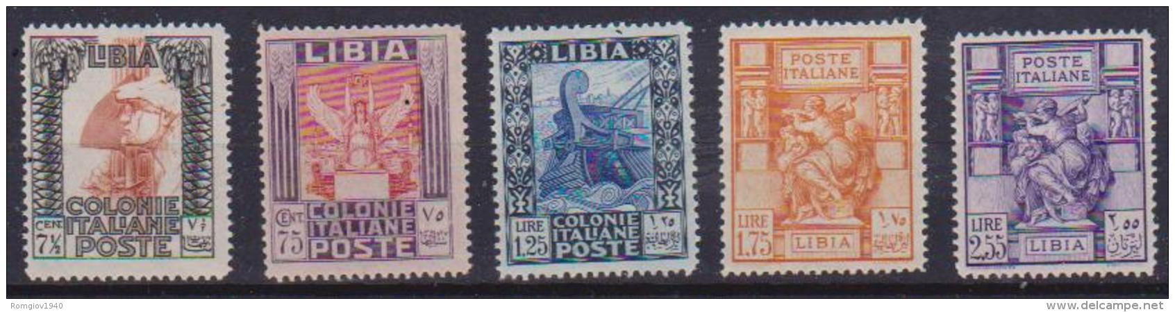 COLONIE ITALIANE LIBIA 1931 PITTORICA SASS. 103-107  MLH VF - Libye