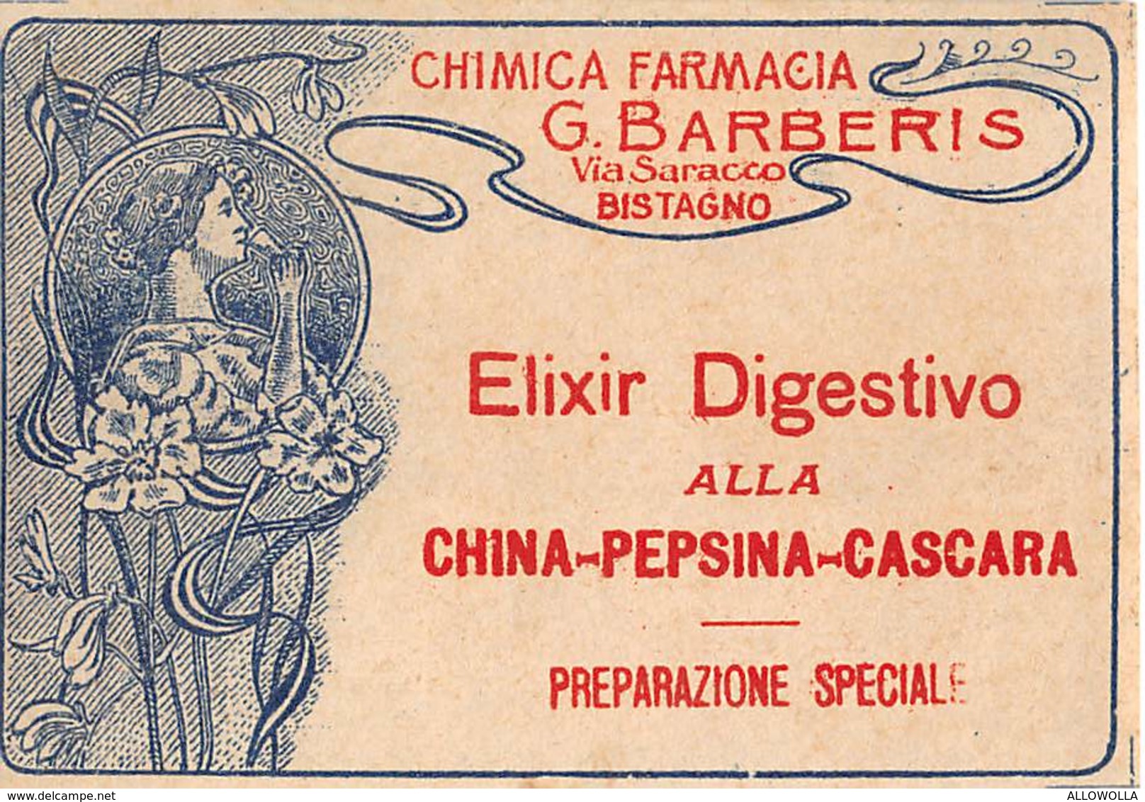 649 "ELIXIR DIGESTIVO ALLA CHINA-PEPSINA-CASCARA-CHIMICA FARMACIA G. BARBERIS "ETICH. ORIG - Altri & Non Classificati