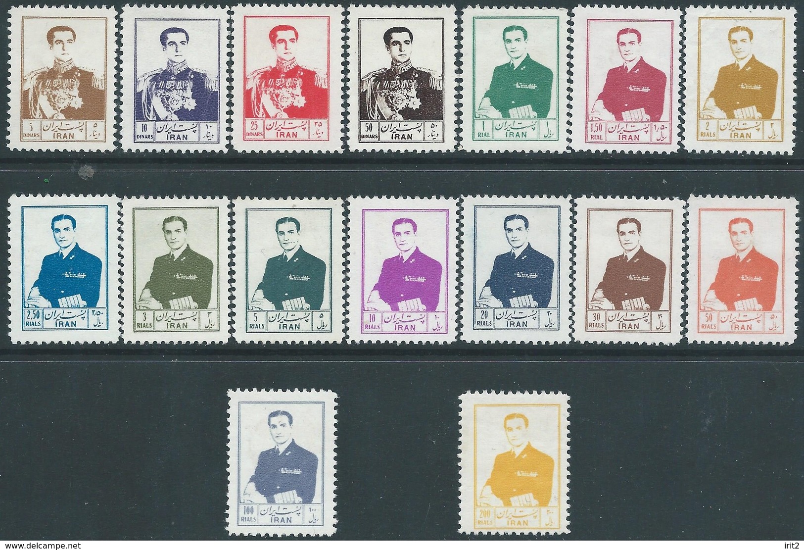 PERSIA IRAN PERSE 1954-55 La Serie Completa Di Mohammad Reza Pahlavi-MNH-Eccellente Qualità-Scott999/1014-Valutato$1080. - Iran