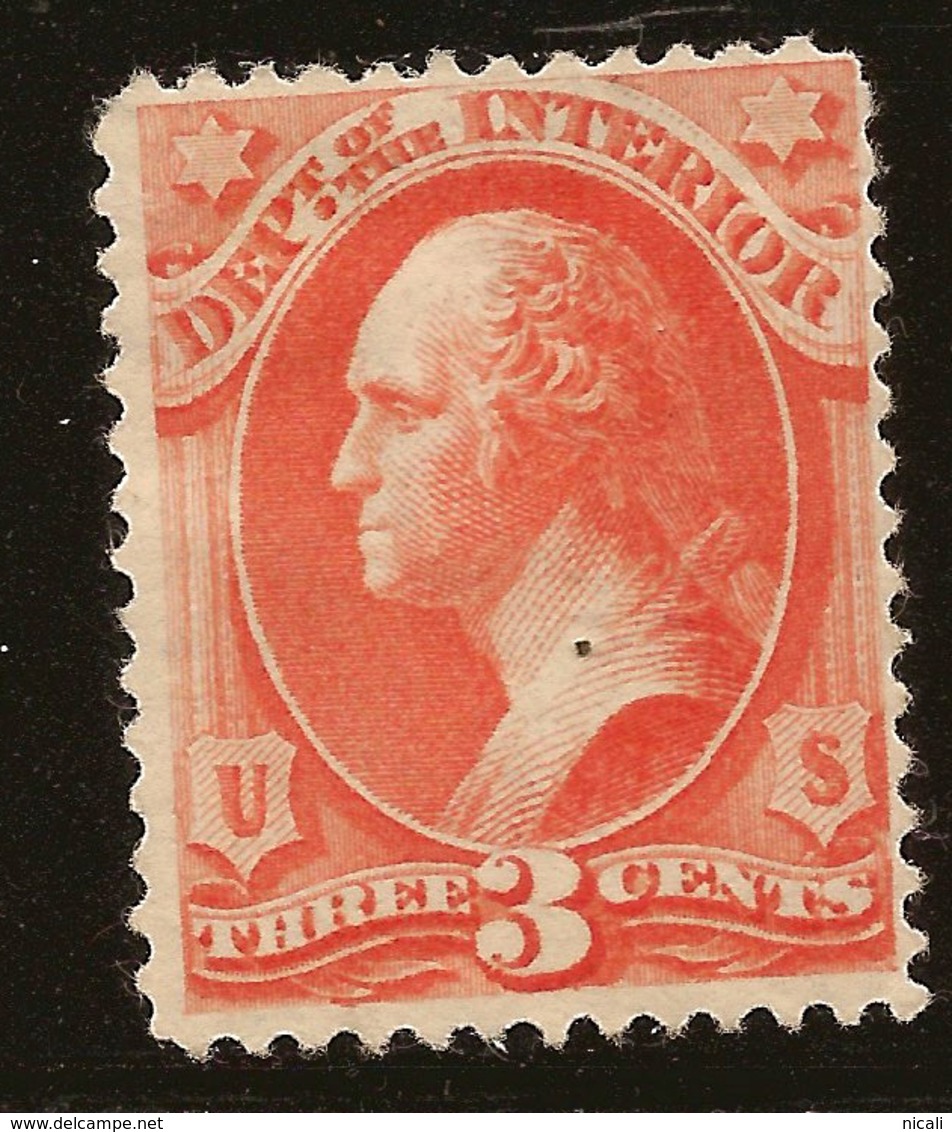 USA 1873 3c Vermilion Official SG O196 HM #AKH114 - Dienstzegels