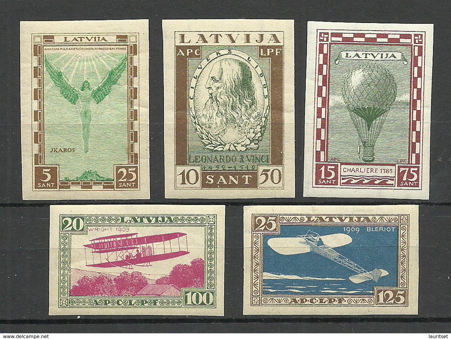 LETTLAND Latvia 1932 Michel 210 - 214 B * Da Vinci Zeppelin Etc - Lettonie