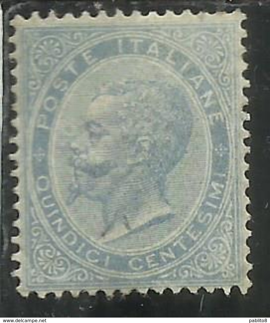 ITALIA REGNO ITALY KINGDOM 1863 1865 EFFIGIE RE VITTORIO EMANUELE II CENT. 15c OTTIMA CENTRATURA MLH CERTIFICATO - Nuovi