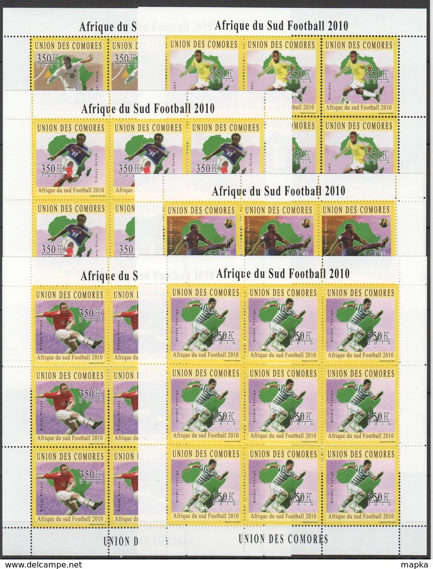 S957 2010 UNION DES COMORES AFRIQUE DU SUD FOOTBALL STARS LEGENDS 9SET MNH - Sonstige & Ohne Zuordnung