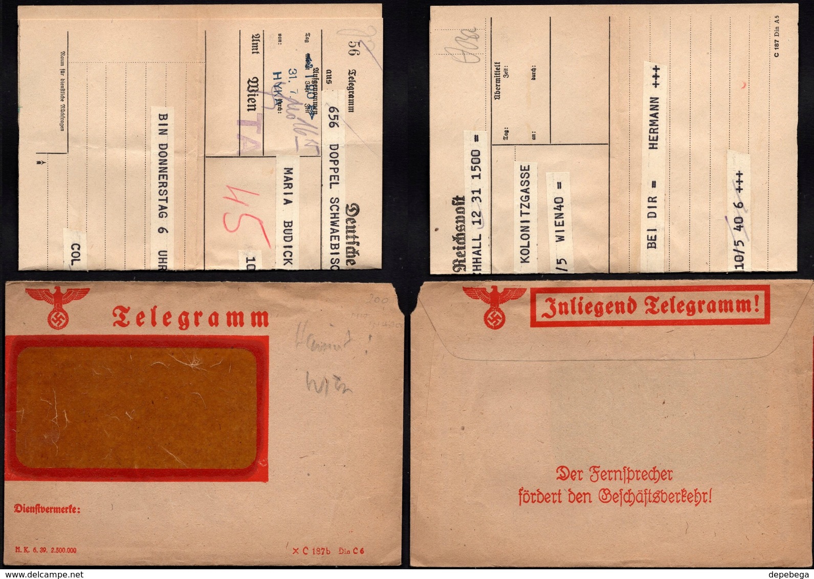 Germany - WW2, German Occupation Of Austria, NS Jnliegend Telegramm Brief, WIEN 1940's. - Briefe U. Dokumente