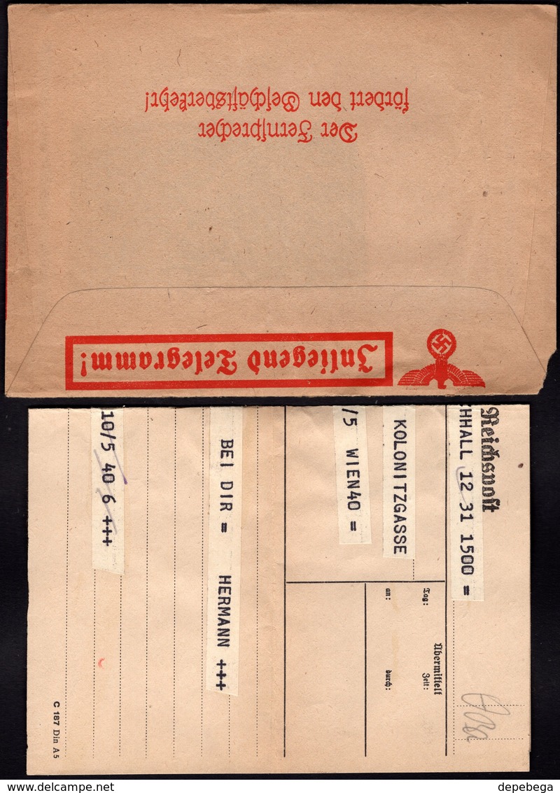 Germany - WW2, German Occupation Of Austria, NS Jnliegend Telegramm Brief, WIEN 1940's. - Briefe U. Dokumente