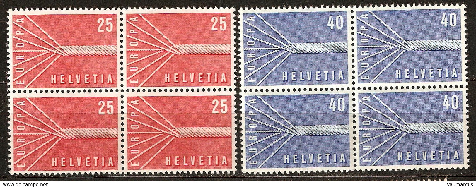 Zu 332-333 / Mi 646-647 / YT 595-596 EUROPA 1957 Bloc De 4 **/MNH SBK 12,- Voir Description - Nuevos