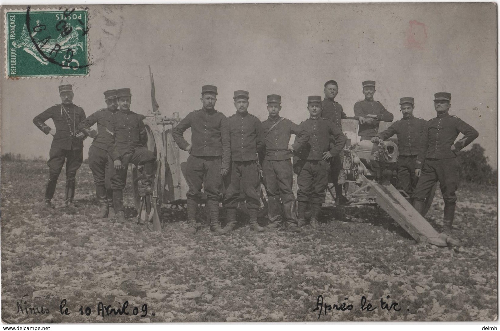 Carte Photo Militaria NIMES Artillerie Canon - Régiments