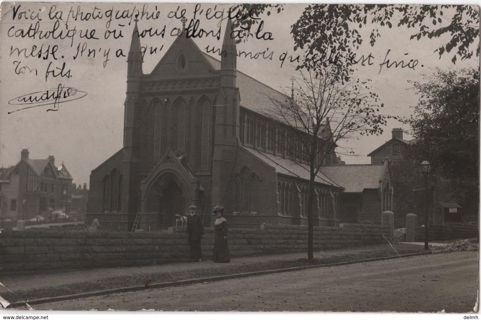 Carte Photo ALTRINCHAM L'église Catholique En 1905 Envoyée à Audilfred Jausiers Par Barcelonnette - Manchester