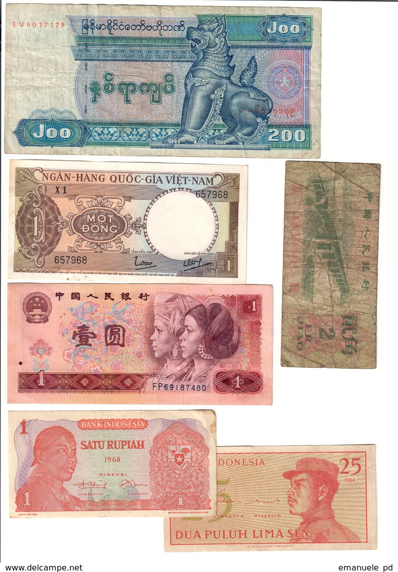 Asia Lot 6 Banknotes - Altri – Asia