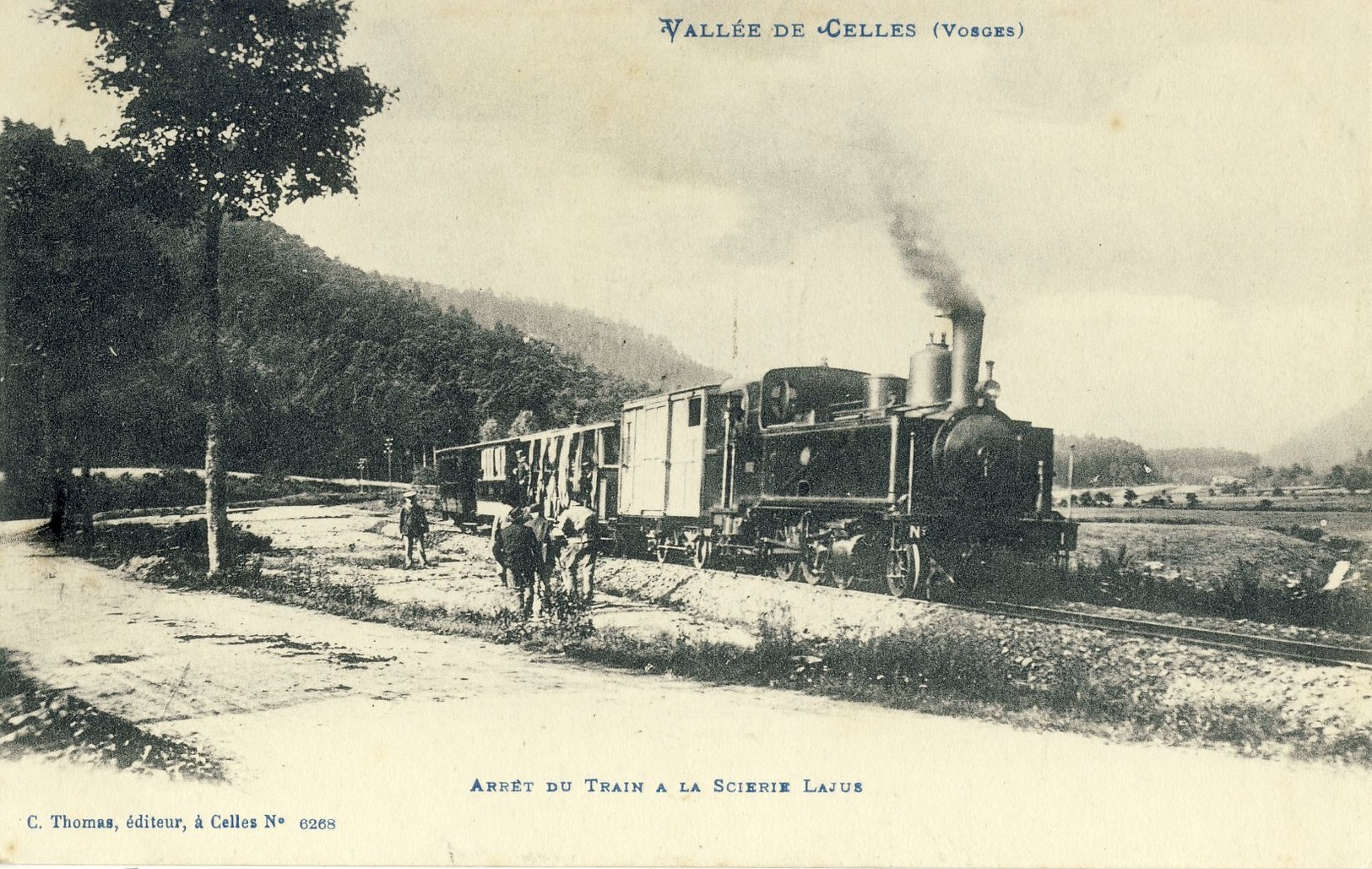 VALLEE  DE  CELLES (Vosges) -- ARRET  DU  TRAIN  à  LA  SCIERIE  LAJUS - Autres & Non Classés