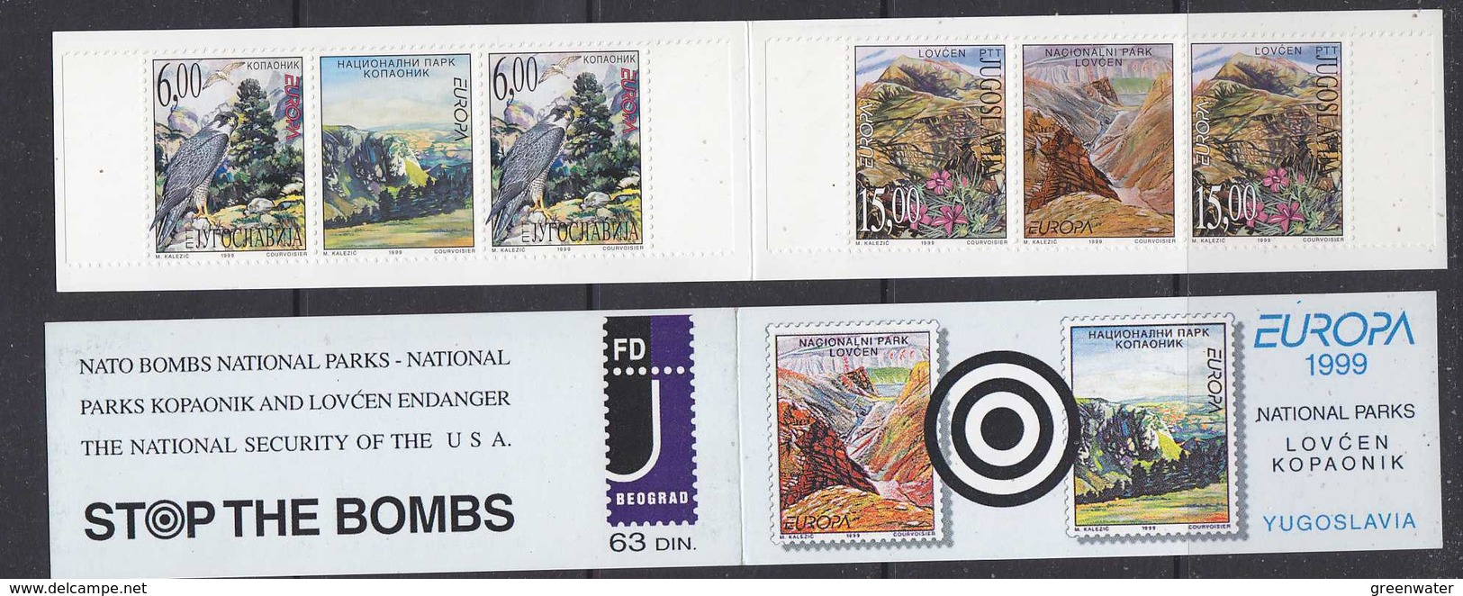 Europa Cept 1999 Yugoslavia Booklet Strip 2x2v+label  ** Mnh (38727) PROMO - 1999