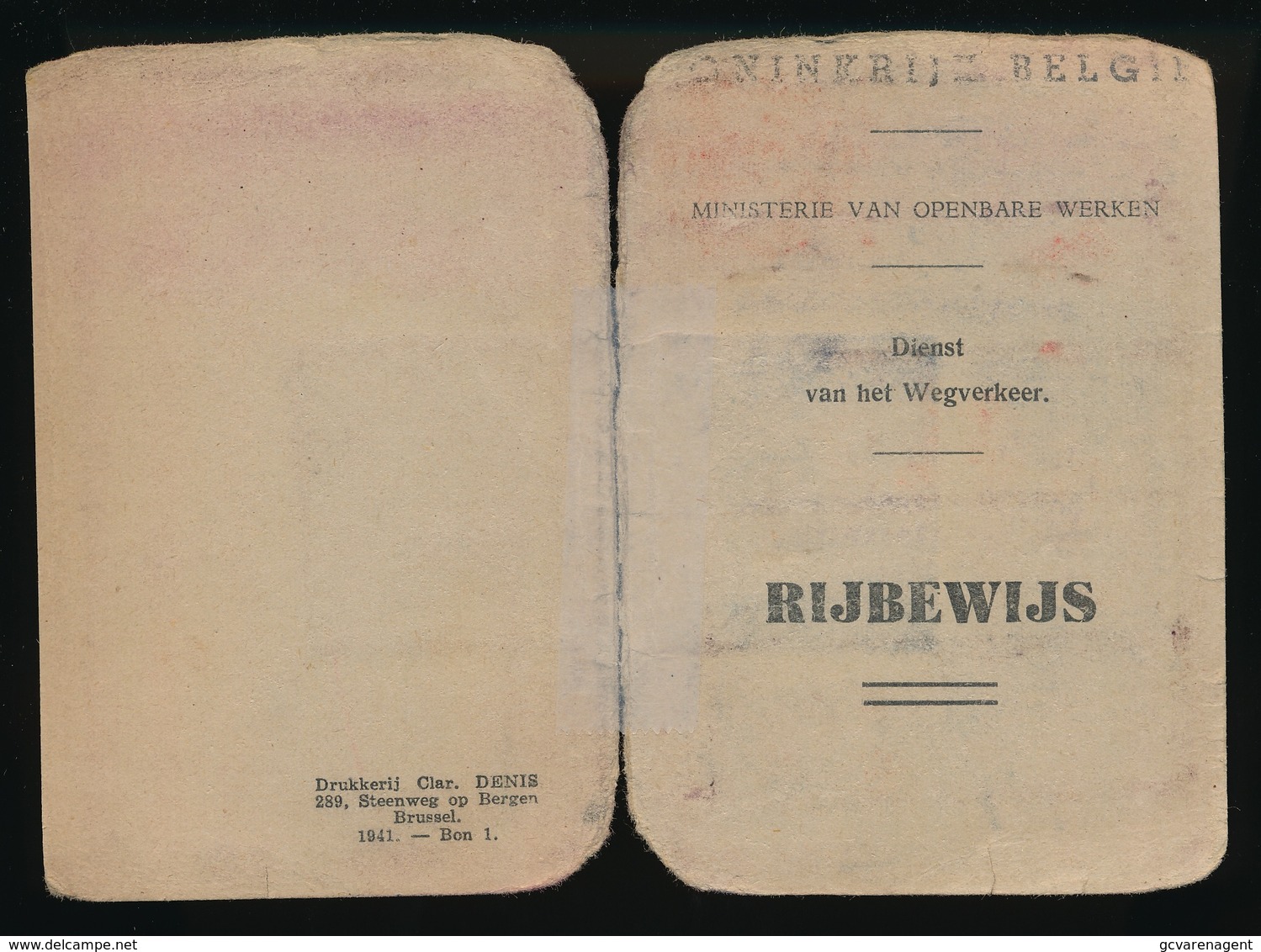 IZEGEM - RIJBEWIJS KONINGRIJK BELGIE - DIENST VAN HET RIJBEWIJS 1940 ??? - 2 AFBEELDINGEN - Historical Documents