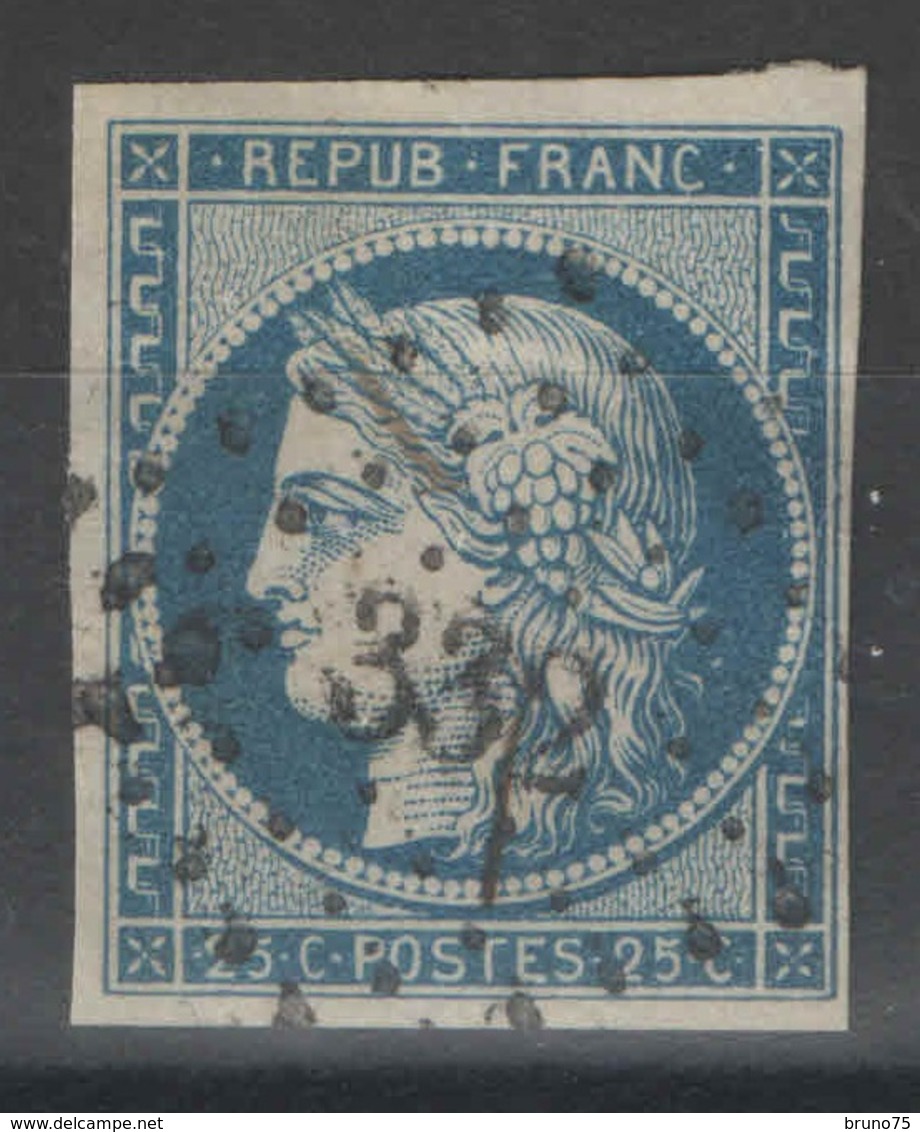 France - YT 4 - 25c Bleu Oblitéré PC 332 Beauvais Oise - 1849-1850 Ceres