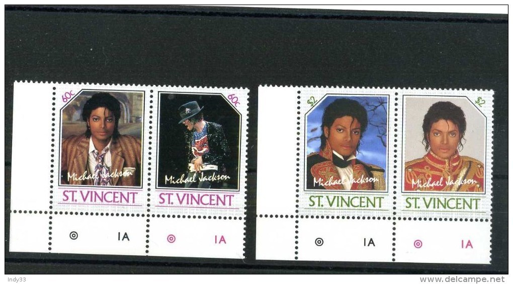 - ST. VINCENT  . TIMBRES M. JACKSON . 2 PAIRES NEUVES SANS CHARNIERE . - St.Vincent (1979-...)