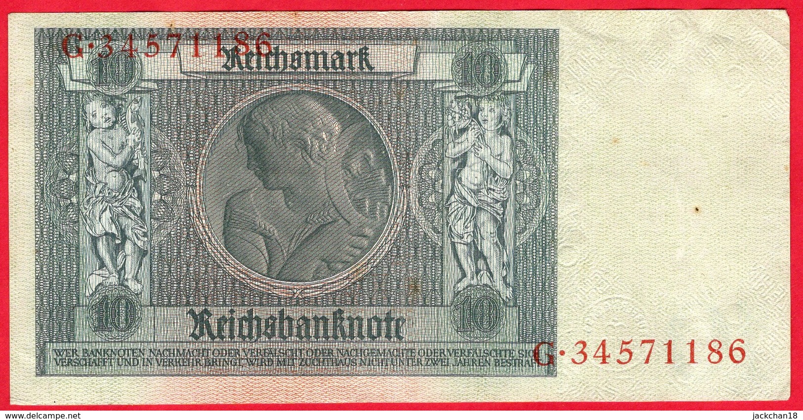 -- BILLET DE 10 REICHSMARK  - G.34571186 - - 10 Reichsmark