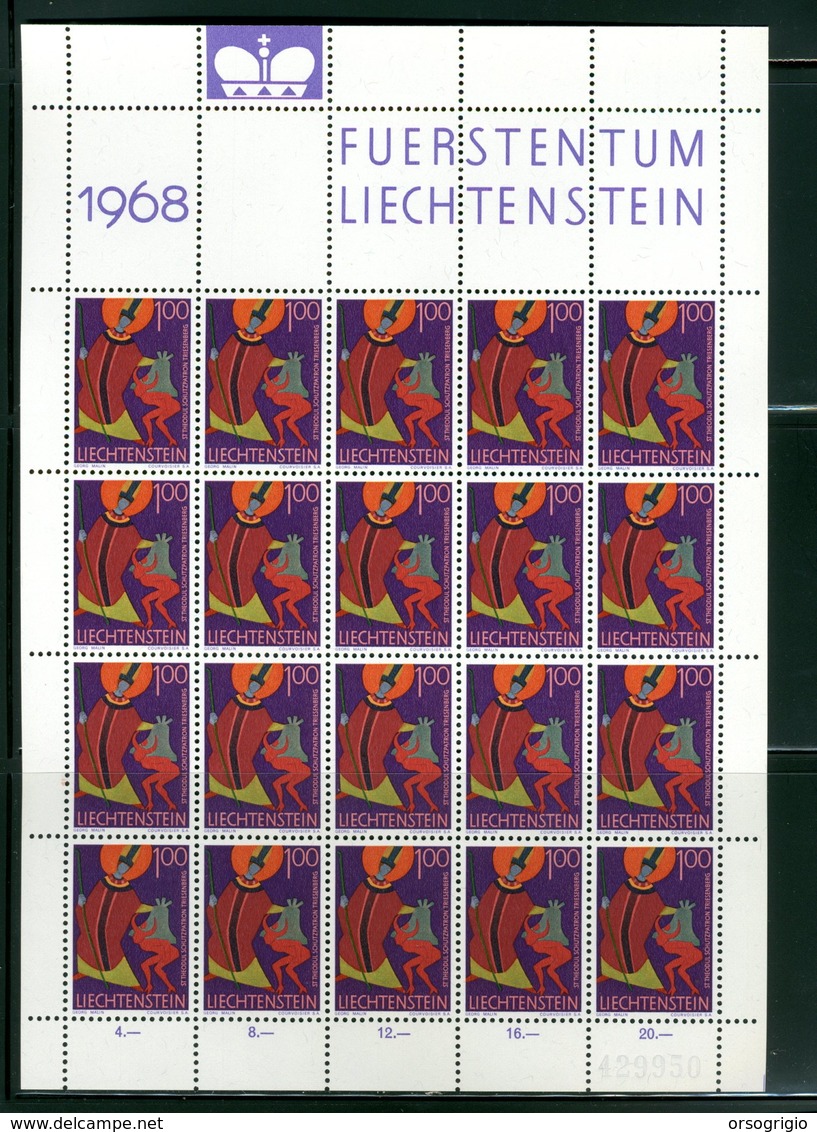 LIECHTENSTEIN - FOGLIO INTERO COMPLETO - NON PIEGATO - MNH LUSSO - 1967 - FUERSTENTUM - Definitives Religion 9v - Blocchi & Fogli