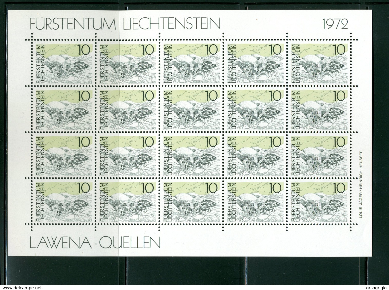 LIECHTENSTEIN - FOGLIO INTERO COMPLETO - NON PIEGATO - MNH LUSSO - 1972 -  Definitives  Landscapes 5v - PAESAGGI - Blocchi & Fogli