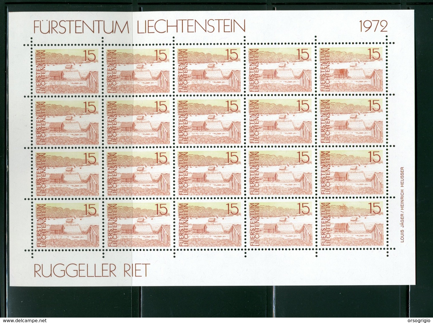 LIECHTENSTEIN - FOGLIO INTERO COMPLETO - NON PIEGATO - MNH LUSSO - 1972 -  Definitives  Landscapes 5v - PAESAGGI - Blocchi & Fogli