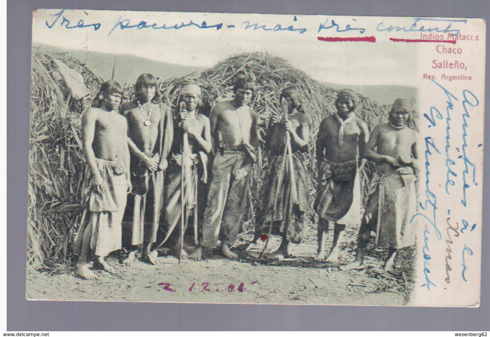 Argentina Indios Matacos Chaco Salteno Ca 1905 POSTCARD 2 Scans - Argentine