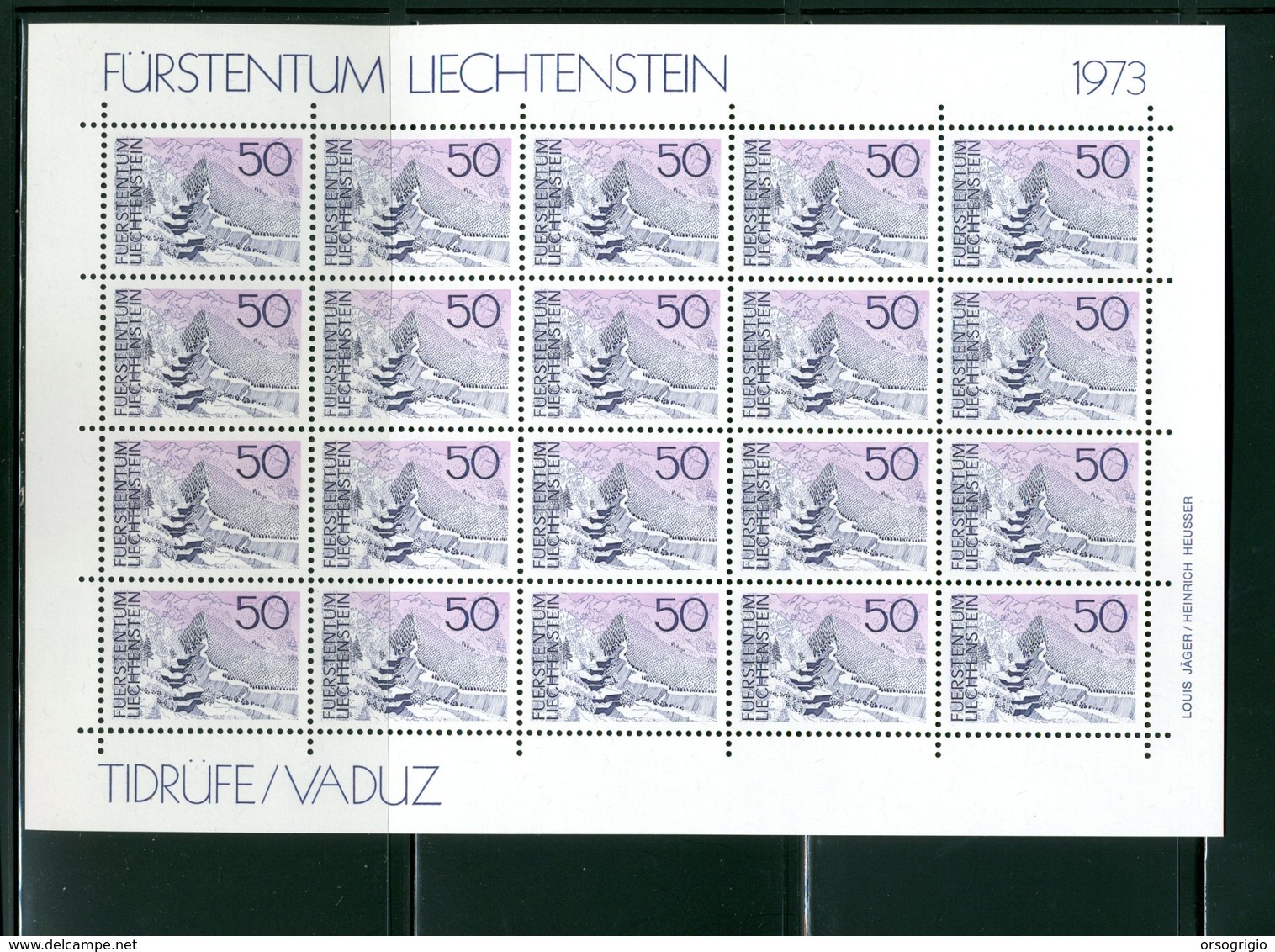 LIECHTENSTEIN - FOGLIO INTERO COMPLETO - NON PIEGATO - MNH LUSSO - 1973 -  Definitives  Landscapes 6v - PAESAGGI - Blocchi & Fogli