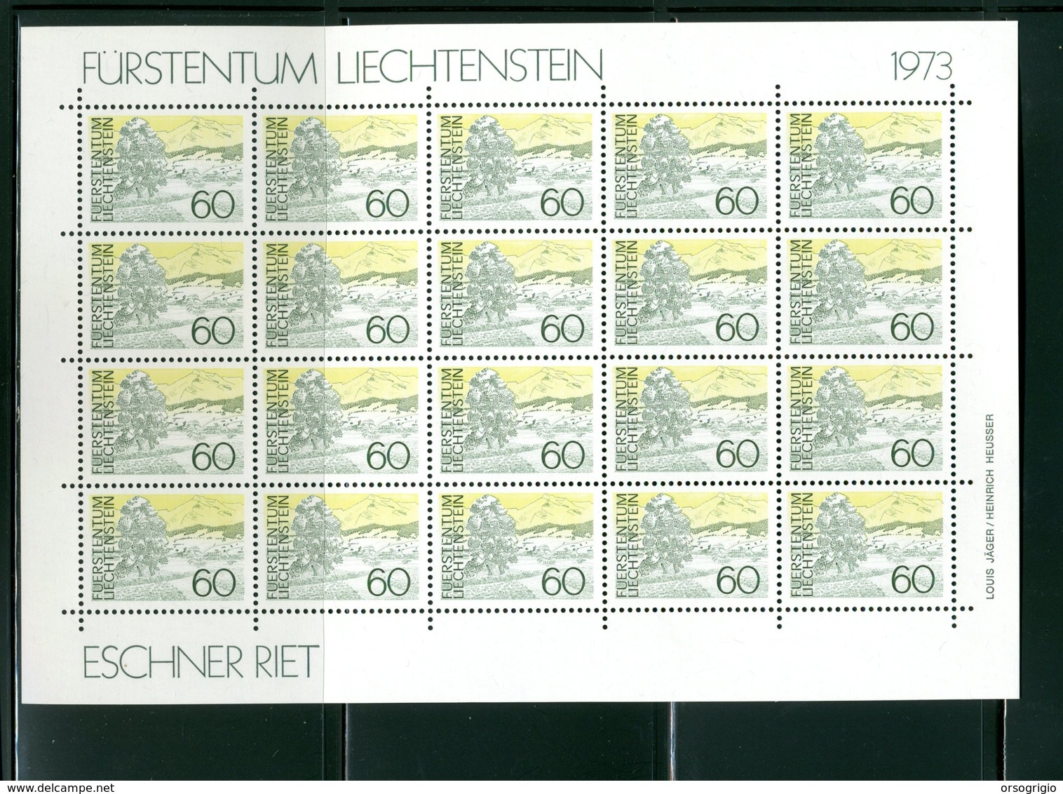 LIECHTENSTEIN - FOGLIO INTERO COMPLETO - NON PIEGATO - MNH LUSSO - 1973 -  Definitives  Landscapes 6v - PAESAGGI - Blocchi & Fogli