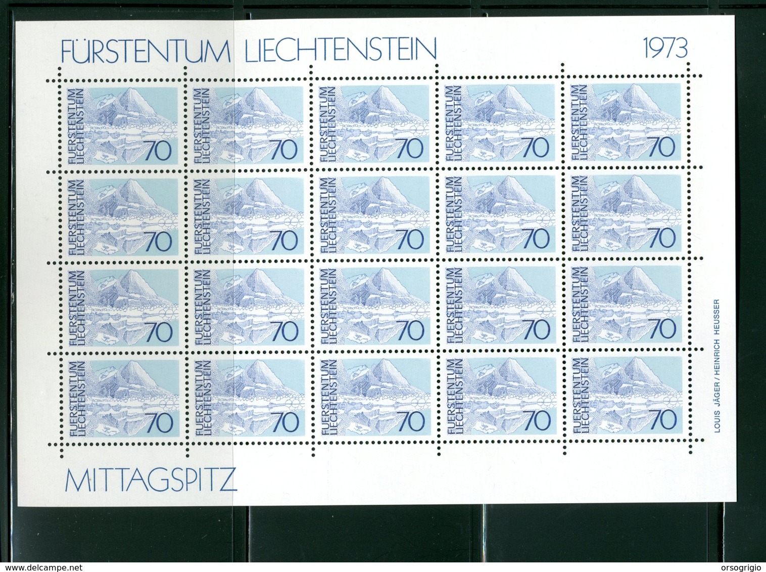 LIECHTENSTEIN - FOGLIO INTERO COMPLETO - NON PIEGATO - MNH LUSSO - 1973 -  Definitives  Landscapes 6v - PAESAGGI - Blocs & Feuillets