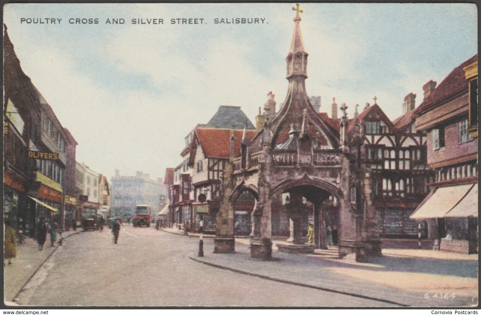 Poultry Cross And Silver Street, Salisbury, Wiltshire, C.1940 - Valentine's Postcard - Salisbury