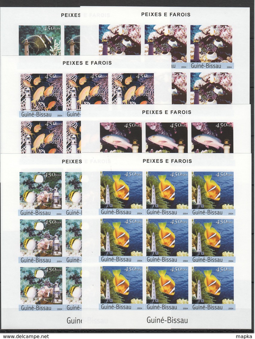 T116 !!! IMPERFORATE 2004 GUINE-BISSAU FISH & MARINE LIFE PEIXES E FAROIS 9SET MNH - Vie Marine