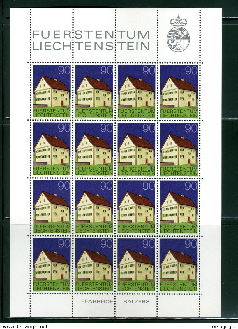 LIECHTENSTEIN - FOGLIO INTERO COMPLETO - NON PIEGATO - MNH LUSSO - 1978 - Definitives  Architecture 12v - Blocs & Feuillets