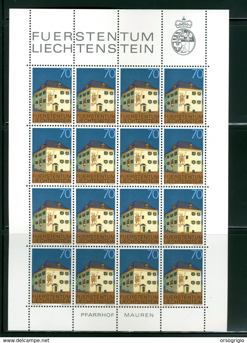 LIECHTENSTEIN - FOGLIO INTERO COMPLETO - NON PIEGATO - MNH LUSSO - 1978 - Definitives  Architecture 12v - Blocs & Feuillets