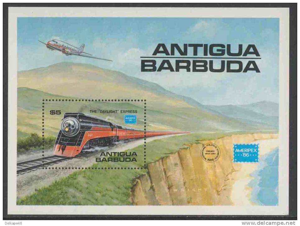 Antigua & Barbuda 1986 B110 = Mi 948 YT B110 ** Southern Pacific "Daylight"  Express - Ameripex '86, Chicago - Treinen