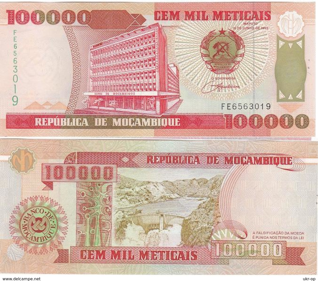 Mozambique - 100000 Meticais 1993 UNC Ukr-OP - Mozambique