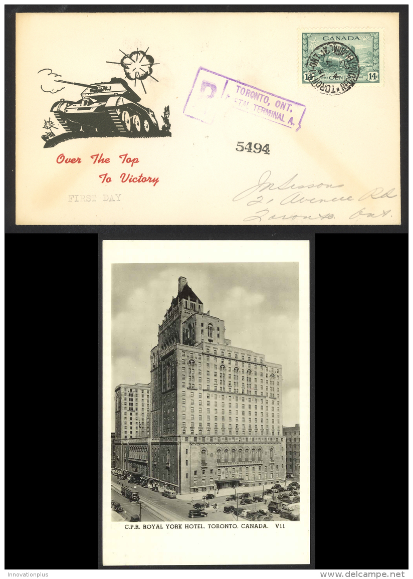 Canada Sc# 259 FDC Post Card (Registered) 1943 4.17 Royal York Hotel - ....-1951