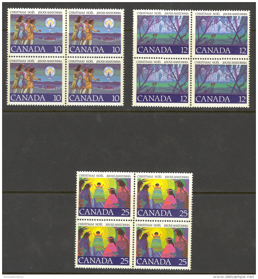 Canada Sc# 741-743 MNH Block/4 1977 10c-25c Christmas - Unused Stamps