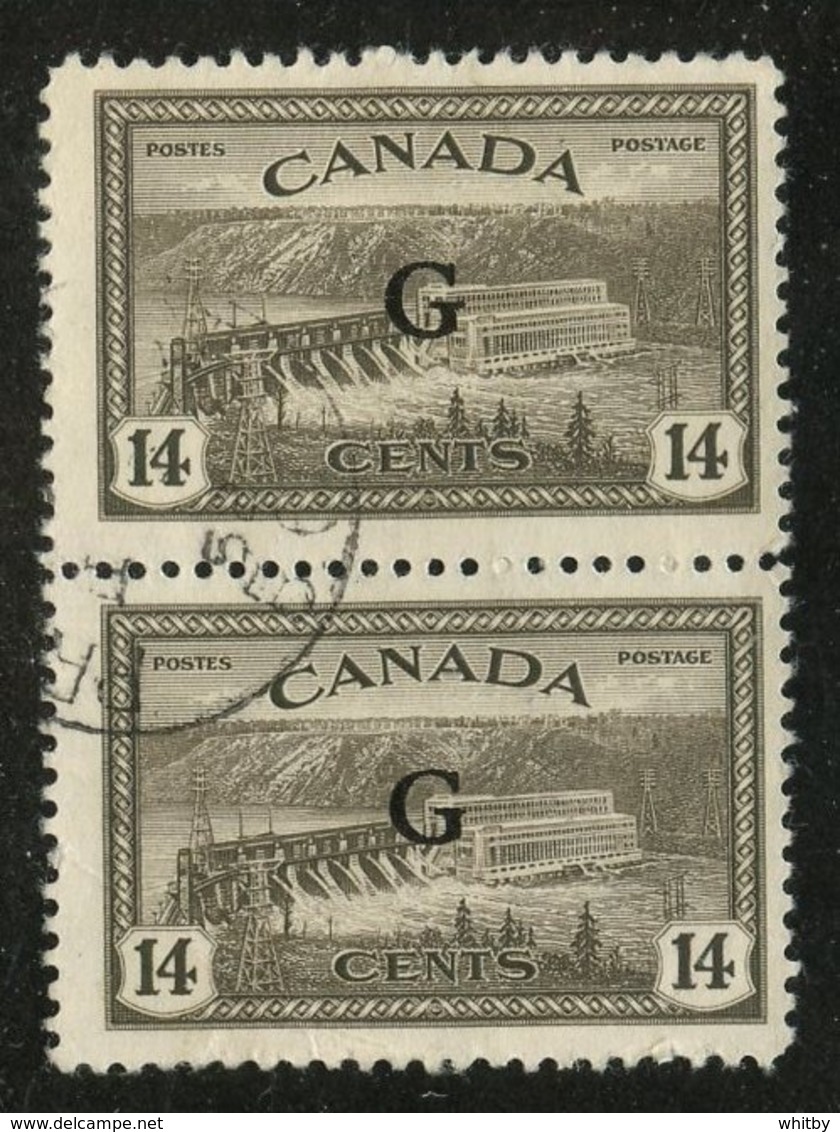 Canada 1950 14 Cent Hydroelectric Dam  Issue #O22  Pair - Aufdrucksausgaben