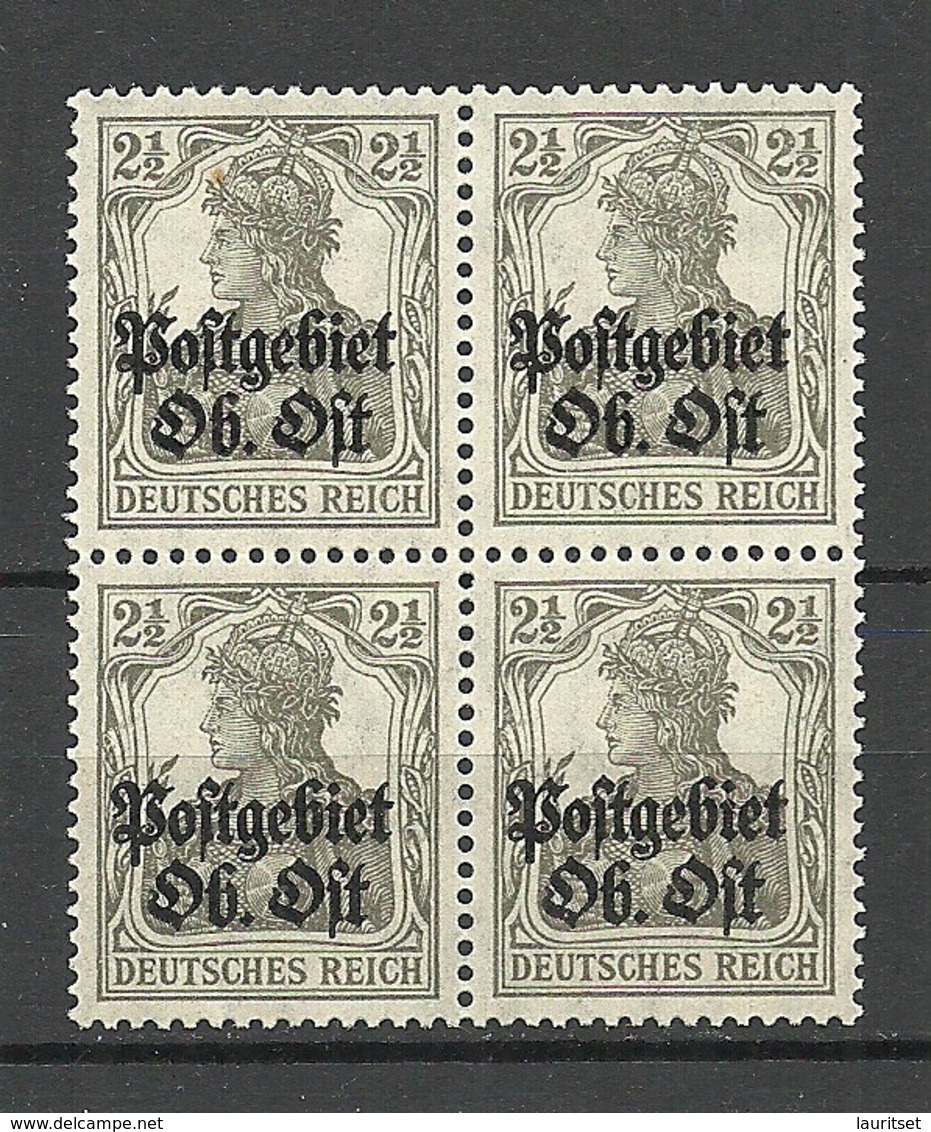 German Occupation Ober-Ost 1918 Estonia Latvia Lithuania Michel 1 As 4-Block MNH - Ocupación 1914 – 18