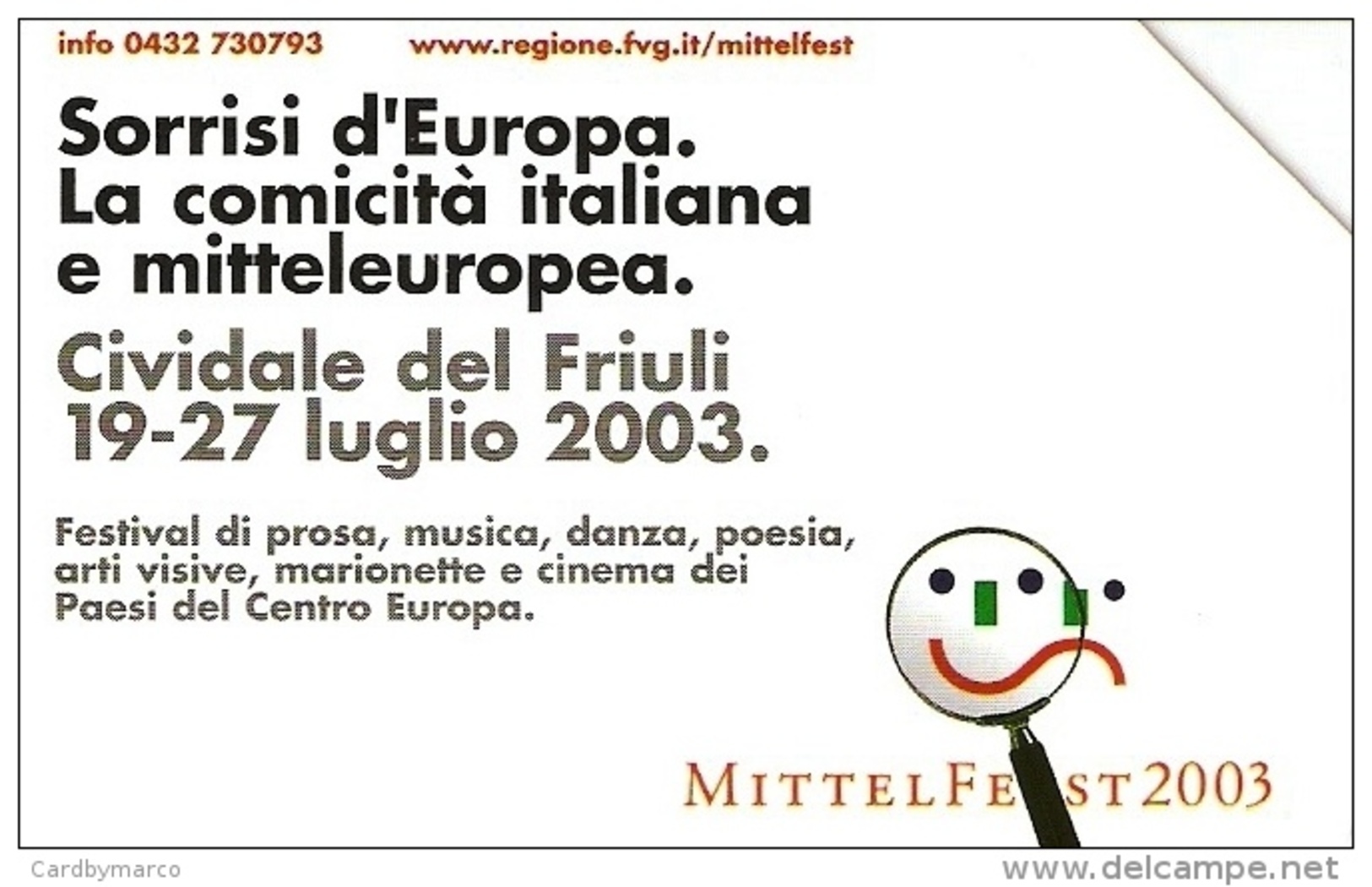 *ITALIA: MITTELFEST 2003* - Scheda Usata - Pubbliche Figurate Ordinarie