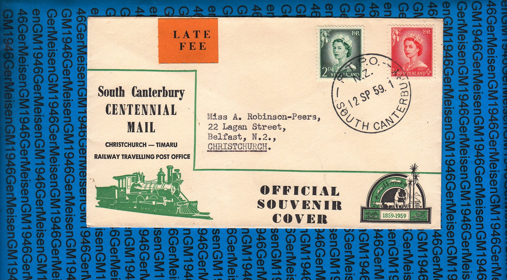 New Zealand Cover Railway Traveling Post Office 1959 - Trains